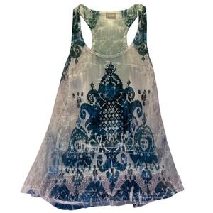 Vintage Vanity Sheer Lace Mesh Racerback Tank Top S Y2K Fairy Grunge Whimsigoth